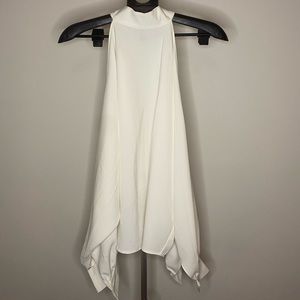 High Neck White Blouse w Open Long Sleeves NWOT Small